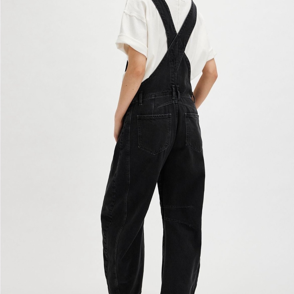 Free people good luck barrel overalls black size SMALL SHORT - Picture 3 of 7